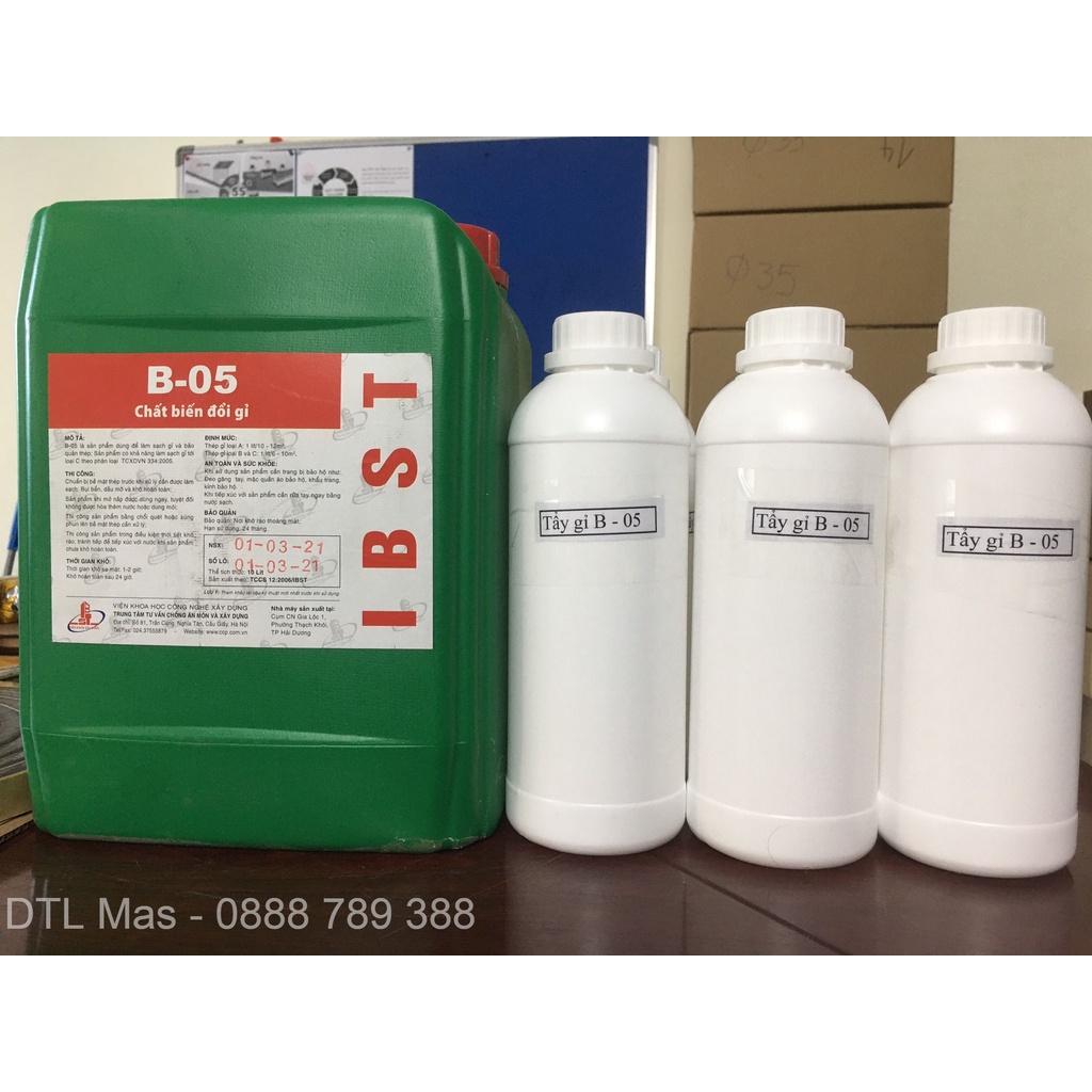 Chất tẩy gỉ B05, chất tẩy rỉ B05 | hóa chất biến đổi gỉ sắt thép B-05 (BO5) IBST - Chai 1 Lít