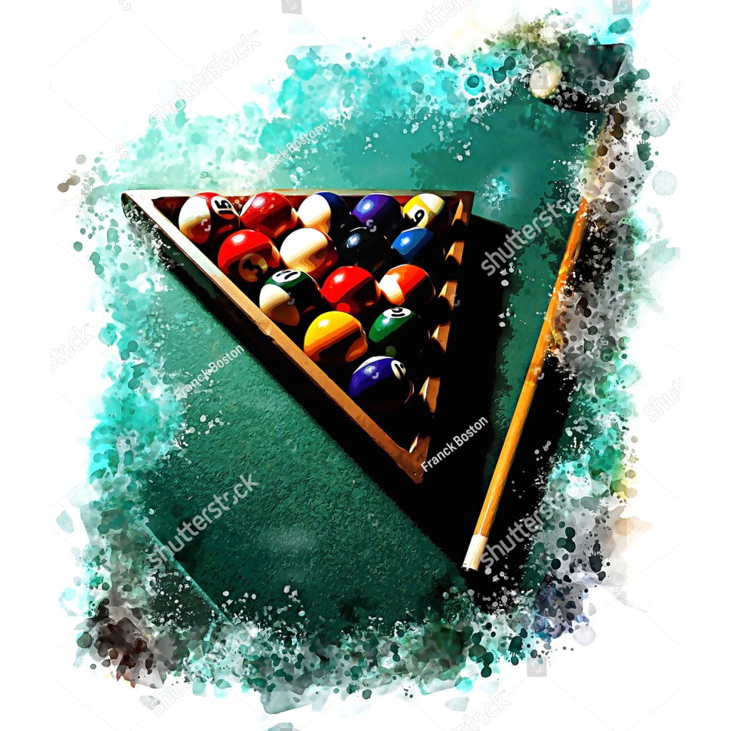 Tranh lụa 3d trang trí quán Bi-a Kích Thước 1,5m x 2m Bi-a 7