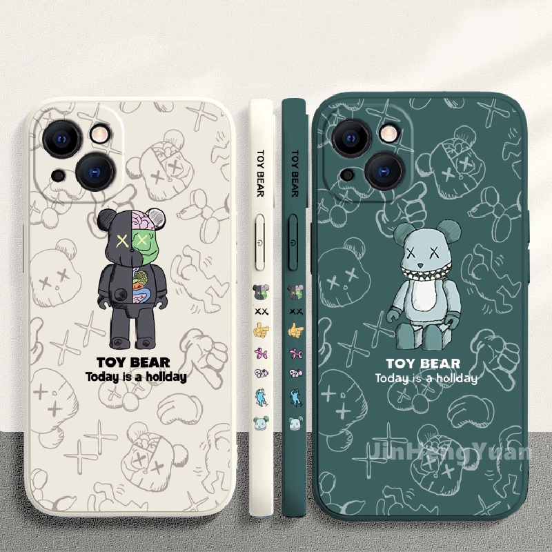 Ốp điện thoại silicone họa tiết hoạt hình gấu có dây đeo cho Iphone 12 13 Pro Max 11 Pro Max X Xs Xr 7 8 Plus