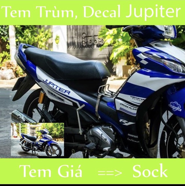 Tem trùm xe jupiter xanh GP