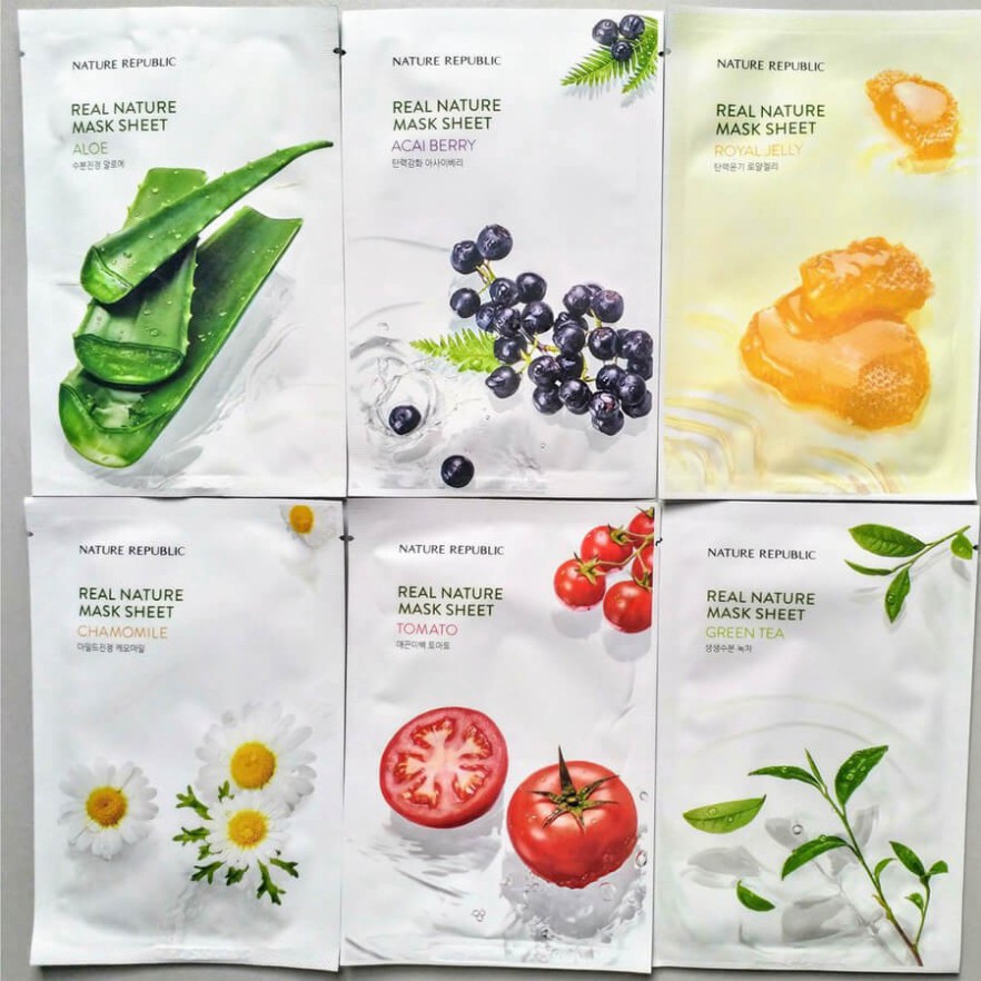 Combo 5 Mặt Nạ Bơ Hạt Mỡ Nature Republic Real Nature Shea Butter Mask Sheet