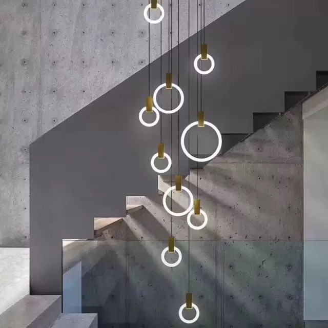 Đèn thả thông tầng hình tròn, đèn thả trang trí lối cầu thang, đèn trang trí, đèn trần, đèn decor; đèn thả bàn ăn
