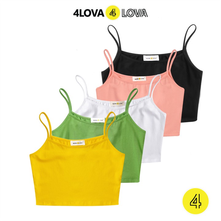 Áo croptop hai dây dáng ôm 4LOVA chất cotton mềm mại nhiều màu sắc trẻ trung (không đệm)