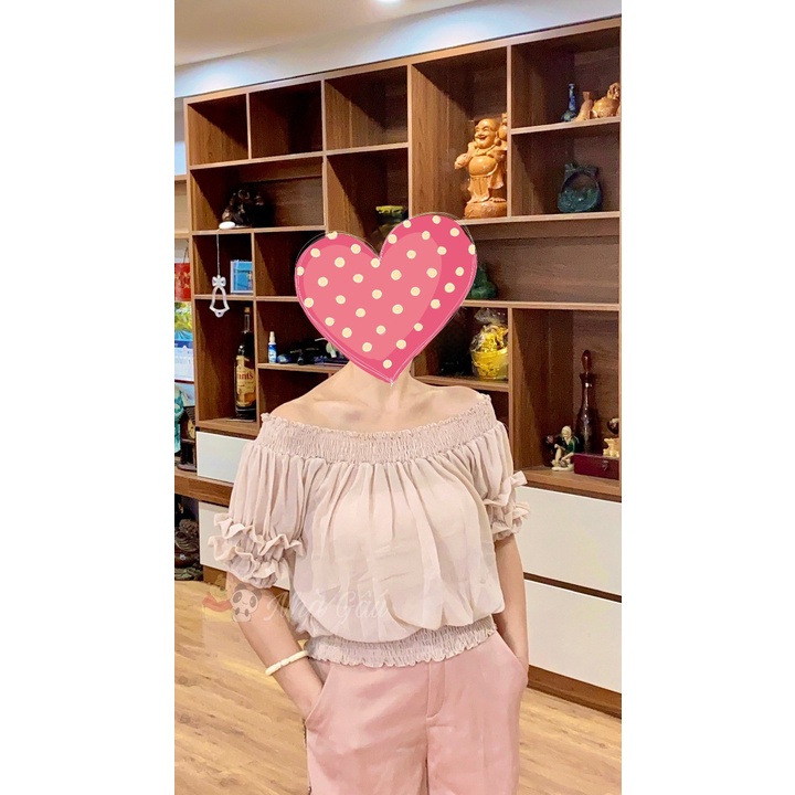 Áo trễ vai croptop xuất khẩu nữ Women's export crop top off shoulder shirt WN1025