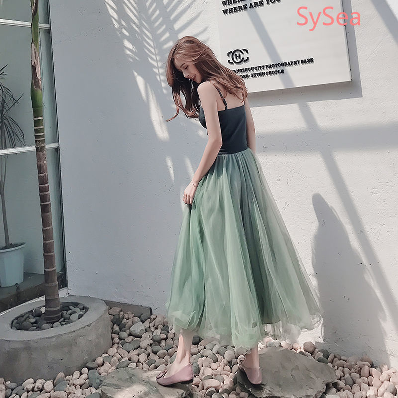 Đầm Dáng Dài Phối Lưới Thời Trang Đi Biển Cho Phái Nữ