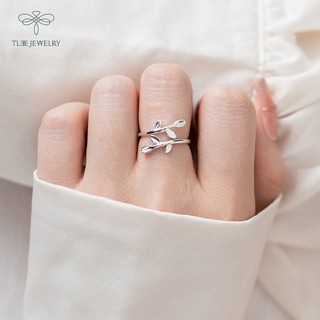 Nhẫn bạc nữ TLEE hình lá kiểu dáng hở basic thanh lịch NCJ A0210