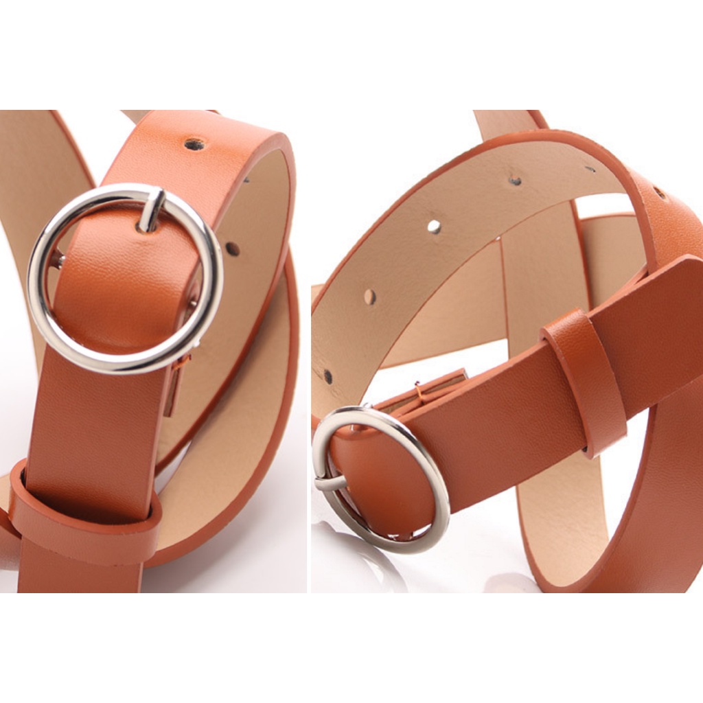 Thắt Lưng Nữ Thời Trang Kiểu Classic Mặt Khóa Kim Loại Hình Tròn Chất Liệu Da PU TL013 ShopMaySG Dây Nịt Nữ