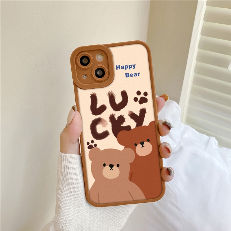 Ốp lưng iphone cạnh vuông lỗ camera bear happy 6s/6splus/7/7plus/8/8plus/x/xs/11/12/13/pro/max/promax-SALE HOT C4-6