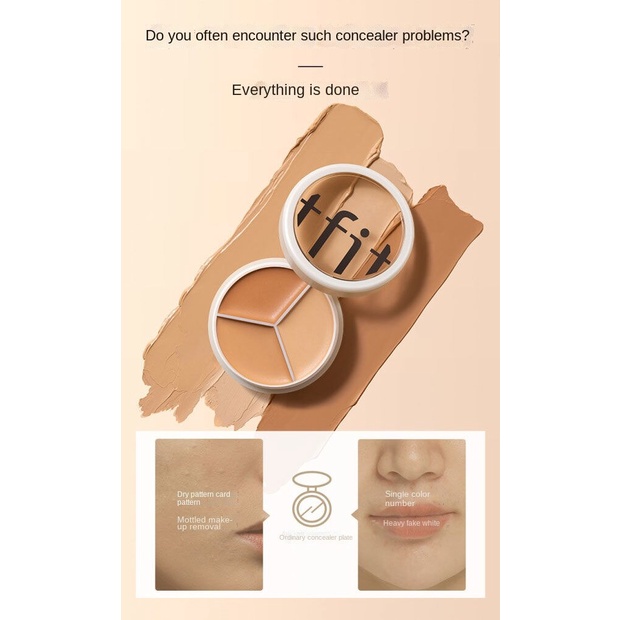 Tfit Bảng Kem Che Khuyết Điểm Ba Màu Ba Màu Che Phủ Quầng Thâm Và Lỗ Chân Lông Vô Hình Che Mụn Và Vết Thâm