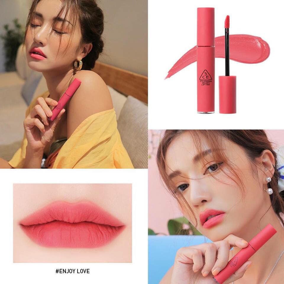 Son 3CE VELVET LIP TINT màu ENJOY LOVE  SẮC HỒNG TRẦM SAN HÔ