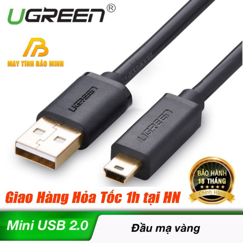 Cáp Mini USB to USB 2.0 Mạ Vàng Chính Hãng Ugreen 10354 10355 10385 10386 (Từ 0,5m-3m)