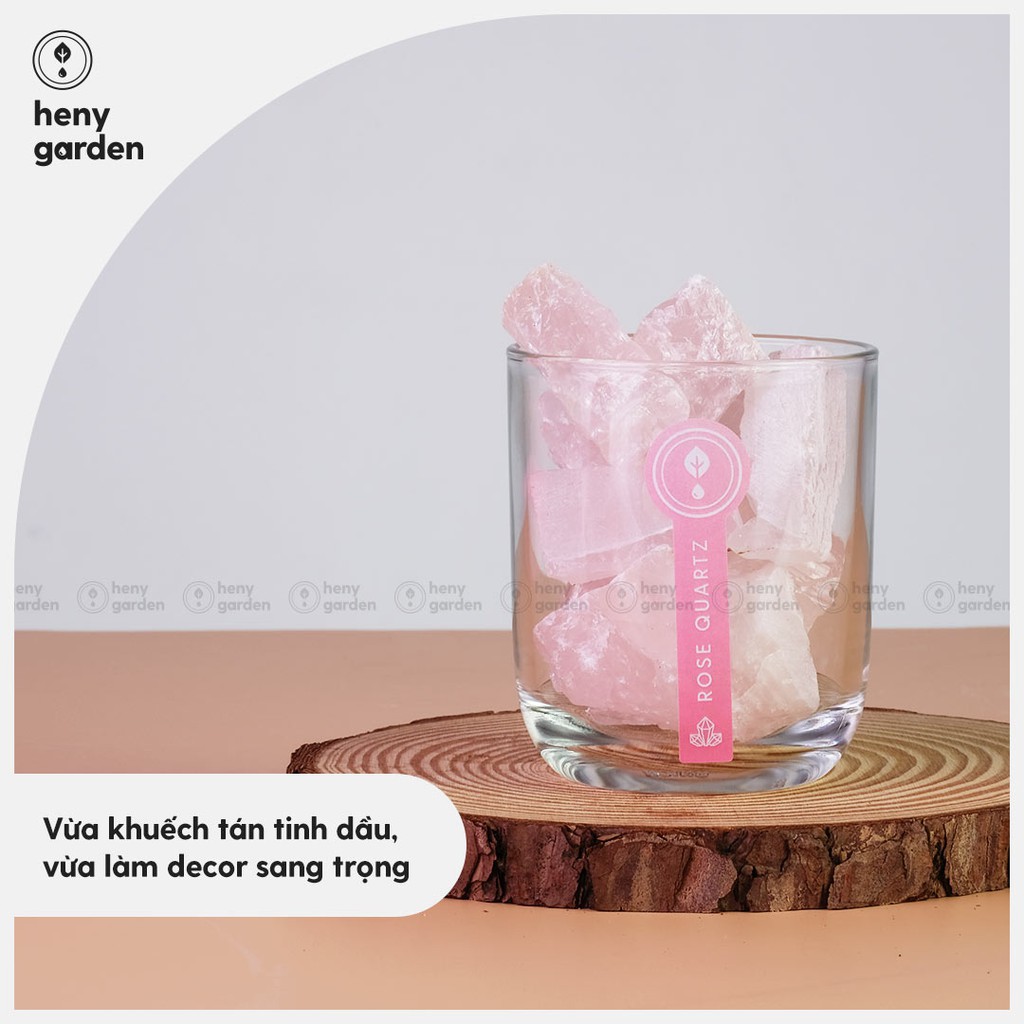 Bộ Đá Khuếch Tán Tinh Dầu Pha Lê Rose Quartz HENY GARDEN Tạo Mùi Hương Nhẹ Nhàng Thay Thế Máy Xông