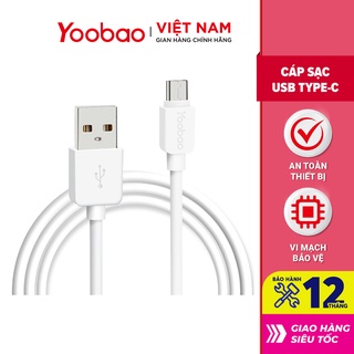 [Mã BMLT35 giảm đến 35K đơn 99K] Cáp sạc và truyền dữ liệu USB Type C dài 1m vỏ nhựa TPE YOOBAO YB-400C Yo_0100 Yo_3201