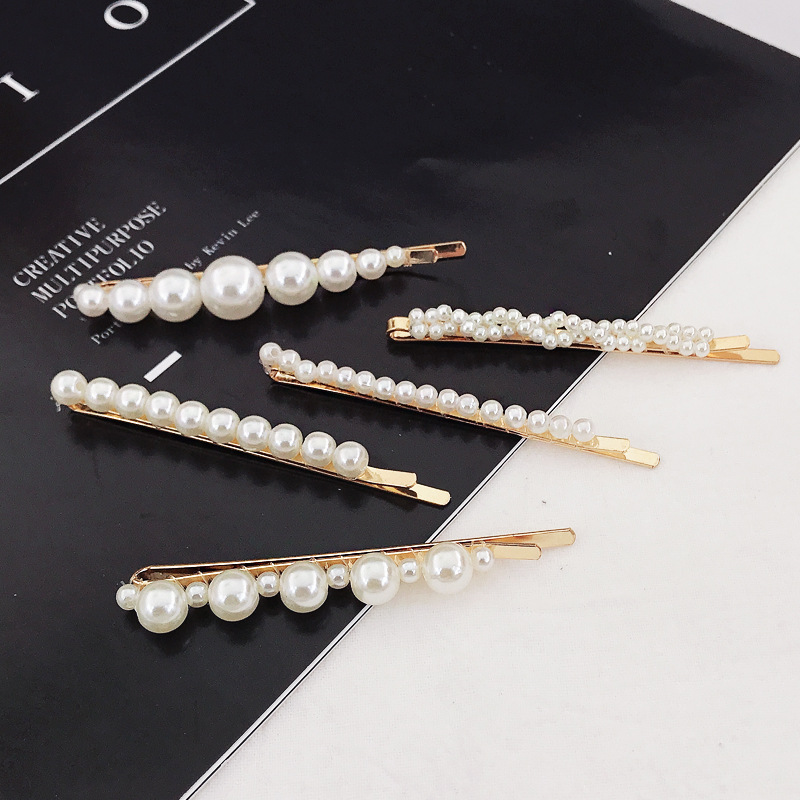 Set 5 Kẹp Tóc Ngọc Trai Đơn Giản Thời Trang Cho Nữ
