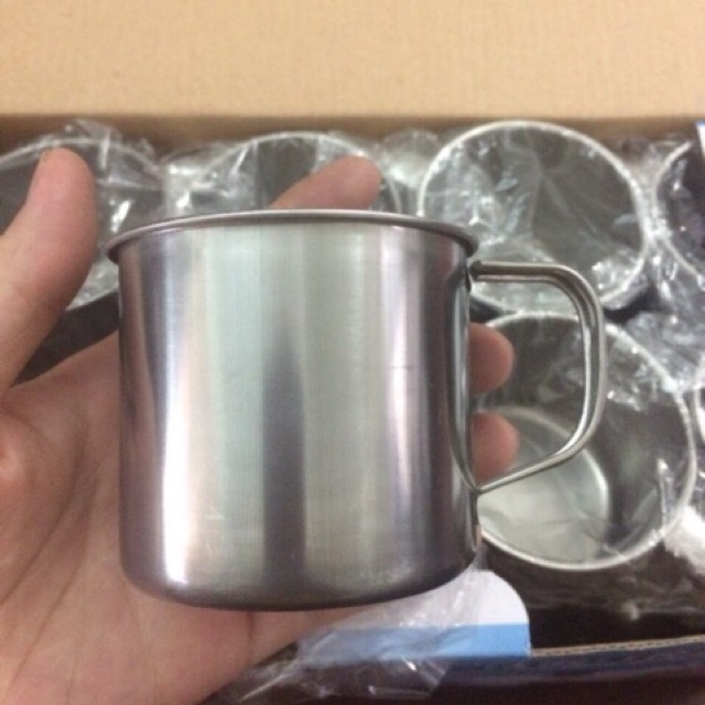 Ca, cốc inox có quai 8cm giá rẻ đồ dùng gia đình và mầm non Thông tư 02