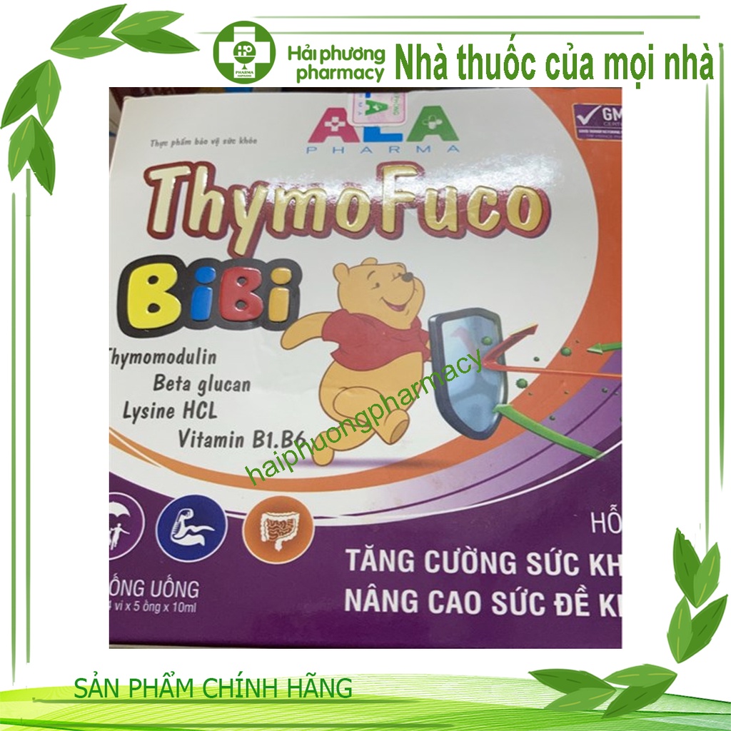 THYMOFUCO BIBI hỗ trợ tăng cường tiêu hóa, giúp ăn ngon, hỗ trợ tăng cường đề kháng hộp 20 ống