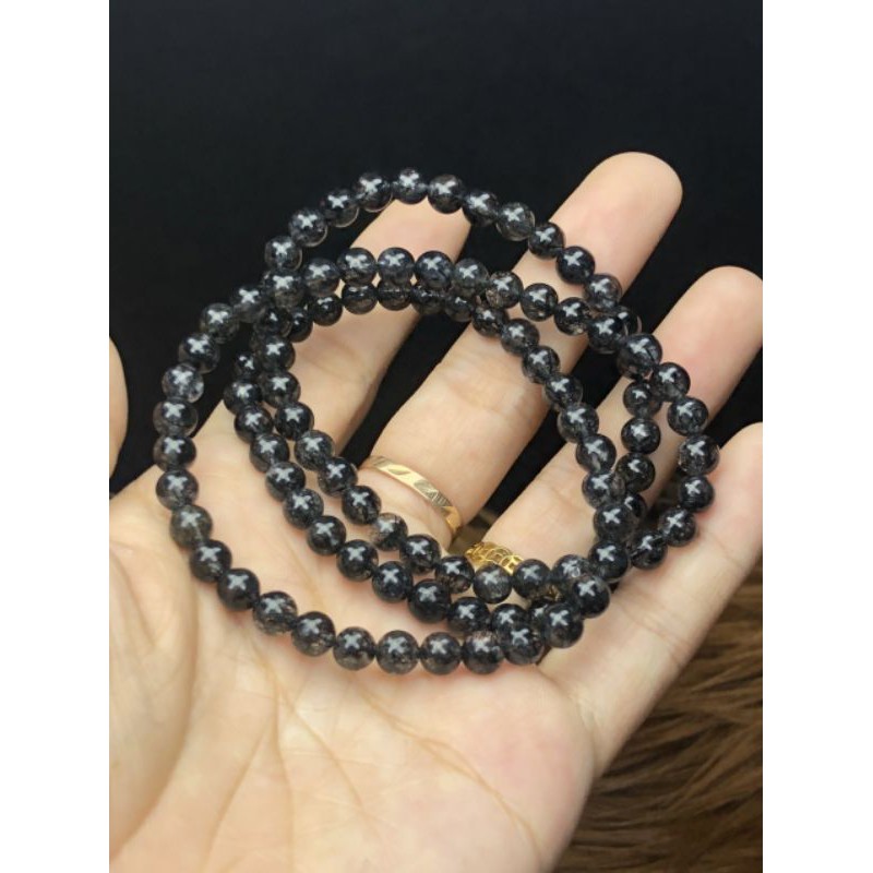 thạch_anh tóc đen quấn 3 vòng size 5.5li