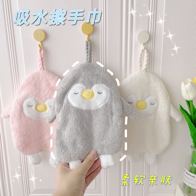 Khăn lau tay nhà bếp hình CHIM CÁNH CỤT dễ thương treo tường phòng bếp, phòng tắm vải lông cừu mềm mại thấm hút tốt