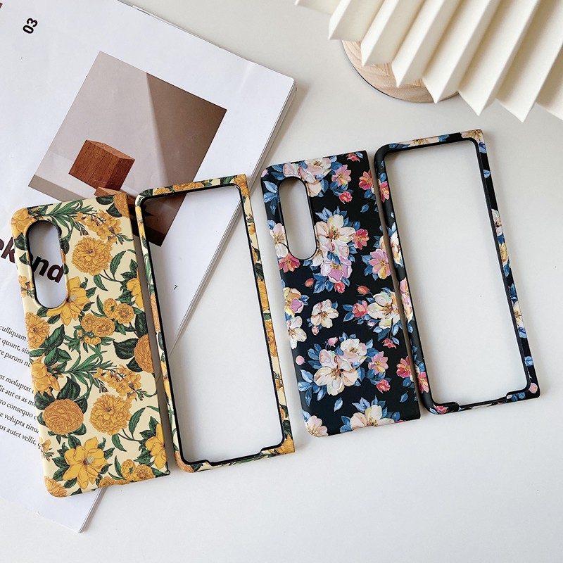 Ốp điện thoại PC cứng chống sốc họa tiết hoa vintage cho Samsung Galaxy Z Fold 3 Z Fold 2 Z Flip 3 Z Flip 2