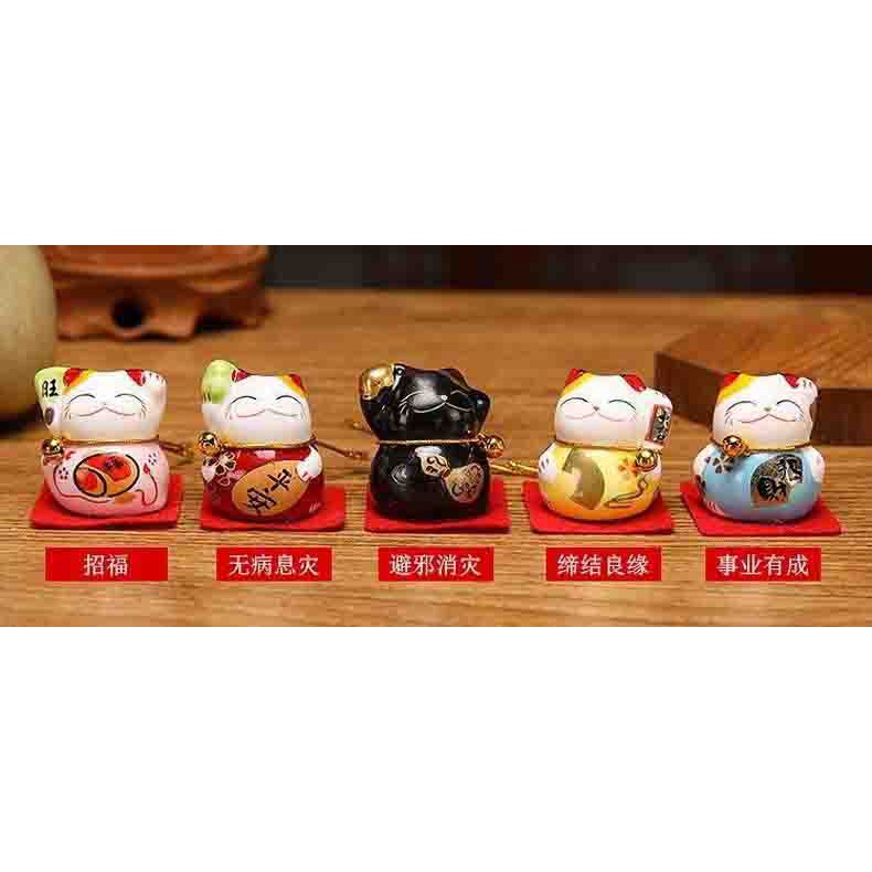 (hàng sẳn TP.HCM) Bộ kệ nhựa hình cây trưng bày Mèo thần tài sứ, trang trí bàn làm việc, quà tặng mừng khai trương.