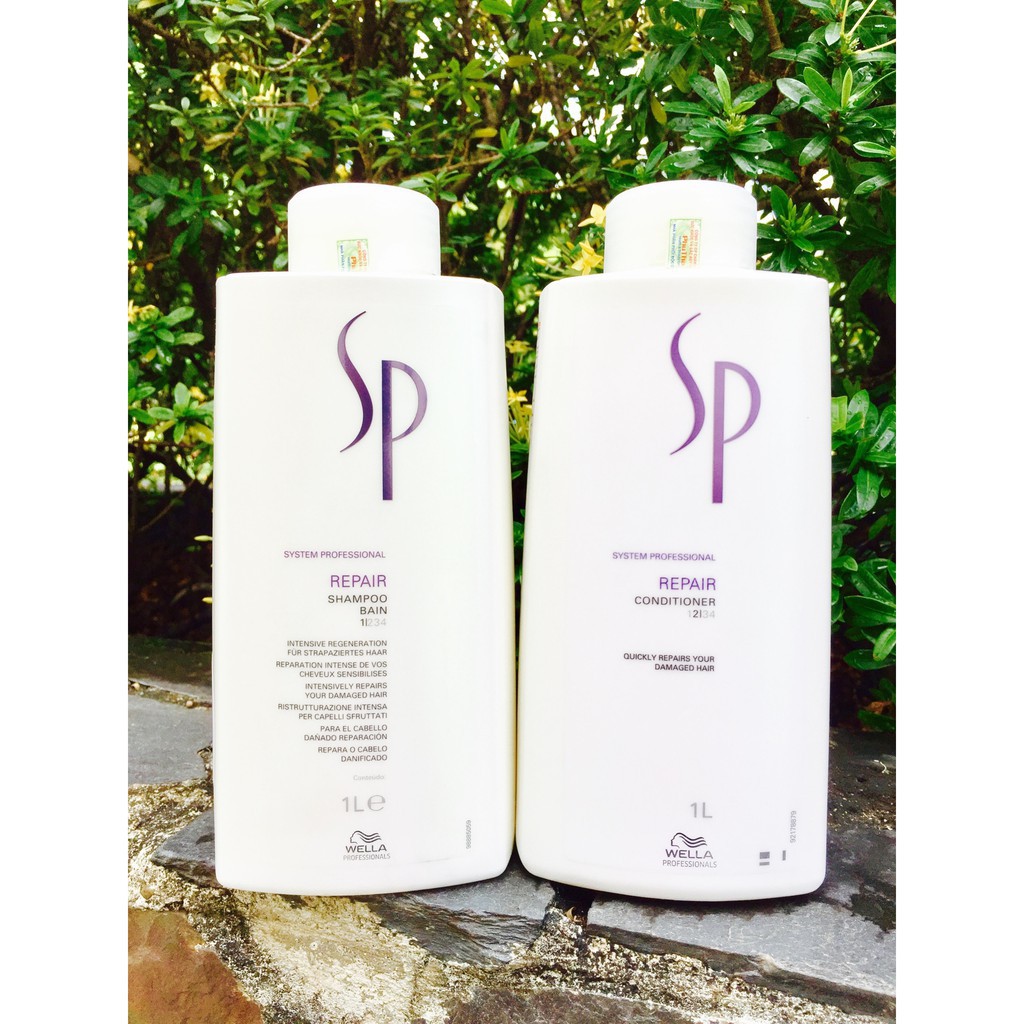Dầu gội và dầu xả siêu chữa trị tóc hư tổn Wella Sp Repair 1000ml