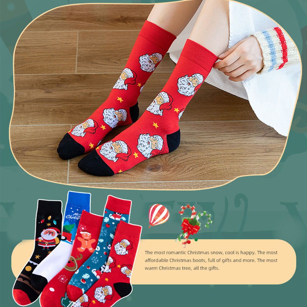 Tất cotton in họa tiết chủ đề Giáng sinh xinh xắn dành cho nữ