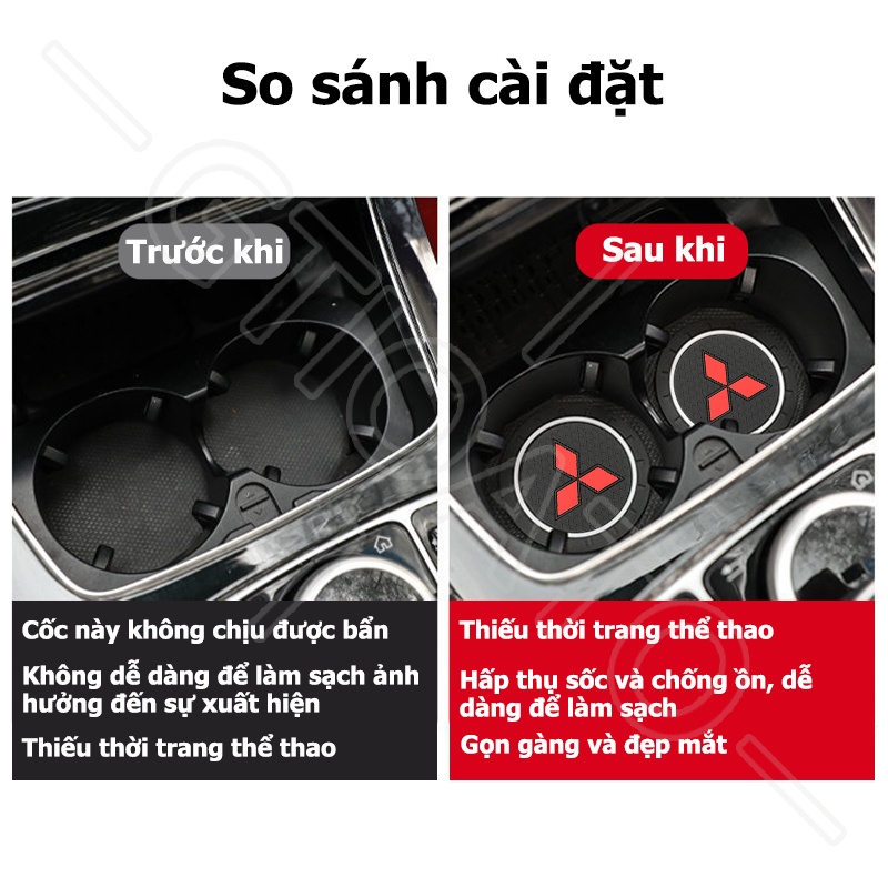 GTIOATO Miếng Lót Cốc Xe Ô Tô Lót Ly Xe Ô Tô Chống Trượt Miếng Lót Ly Xe Ô Tô Trang Trí NộI ThấT Ô Tô Cho Mitsubishi L300 L200 Xpander Cross Outlander Attrage Xpander Lancer Space Star Mirage Mirage G4 Triton Pajero Zinger