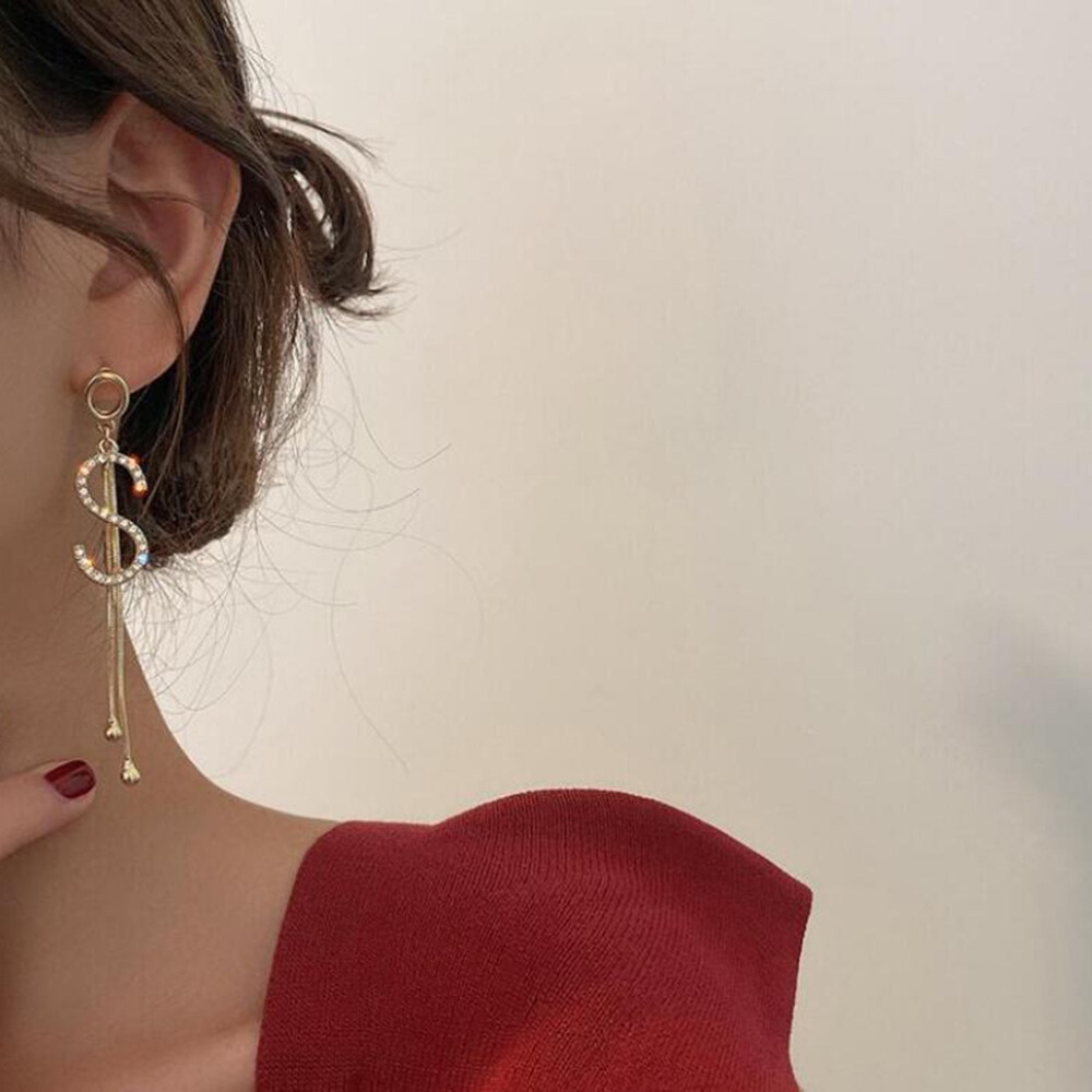 Bông tai mạ bạc 925 dáng dài phối tua rua thời trang sang trọng cho nữ