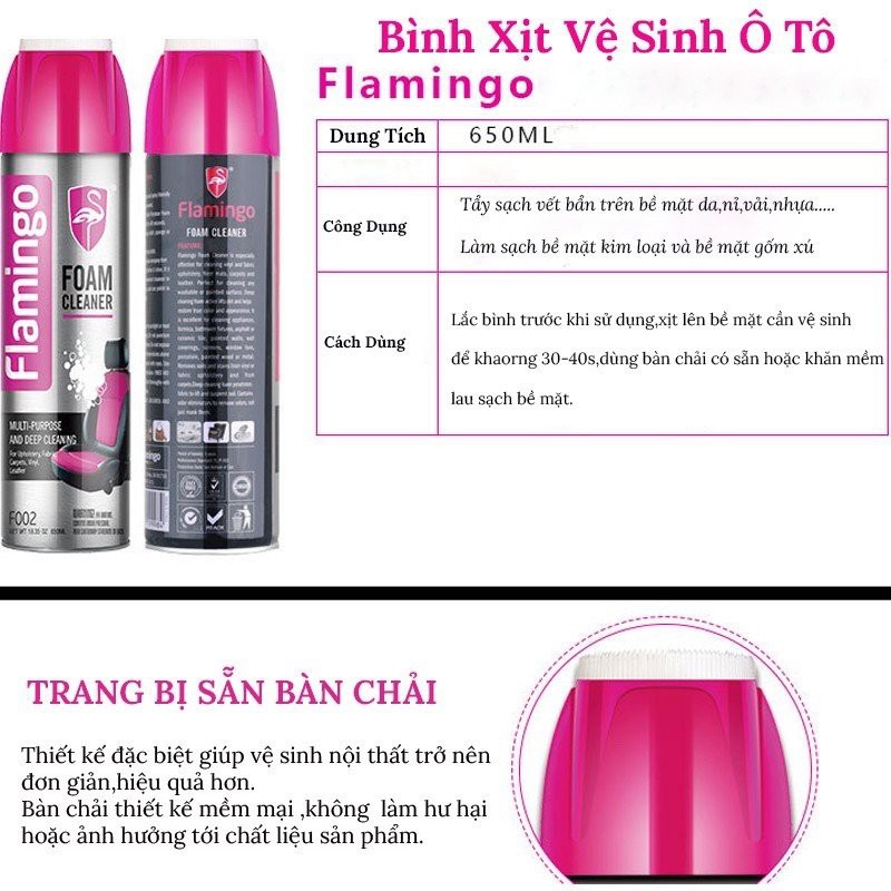 BÌNH XỊT VẾT Ố ĐA NĂNG, TẨY Ố TRẦN, GHẾ DA, CÁNH CỬA, TAPLO Ô TÔ, GHẾ VĂN PHÒNG, BÀN, GHẾ, QUẦN ÁO FLAMINGO