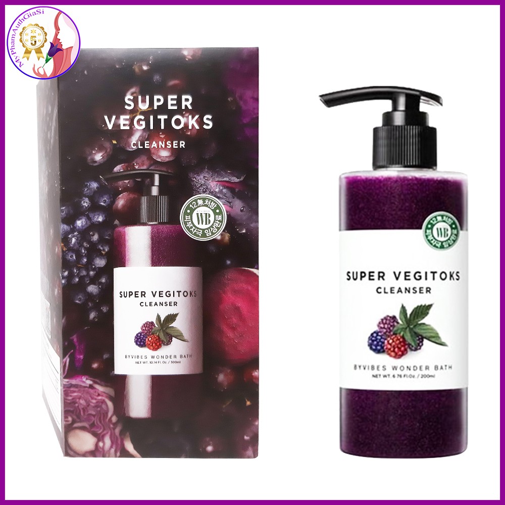 Sữa rửa mặt thải độc rau củ super vegitoks cleanser màu tím