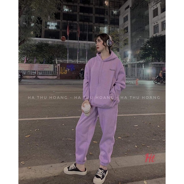 Bộ nỉ nữ cotton hai dòng HT12