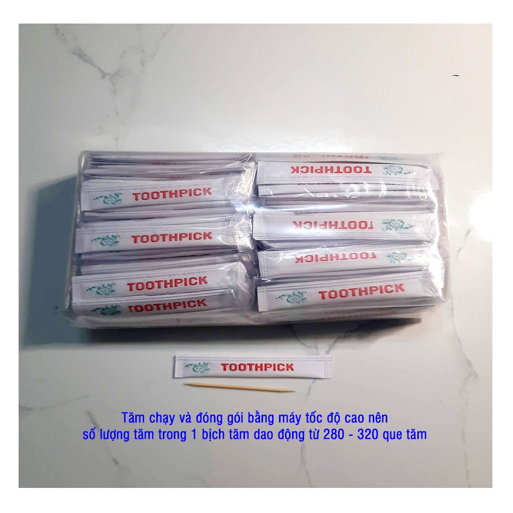 Combo 300 Khăn Lạnh  300 Tăm Tre Tiệt Trùng tiện lợi giá rẻ dùng cho hệ thống bán mang về, lò bánh mì...
