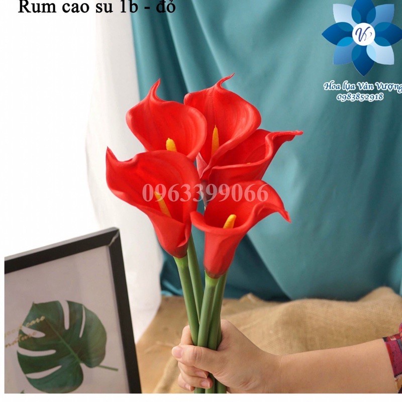 Hoa giả- hoa rum calla lily cao su cao cấp cành dài 70 cm siêu đẹp