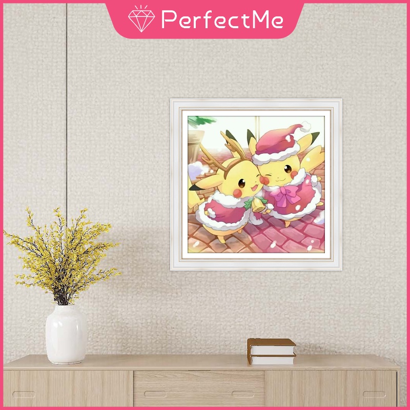 Bộ tranh đính đá 5D tự làm hình Pikachu 30X30