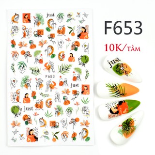 Sticker dán móng, hình dán móng hoạ tiết hoa khô