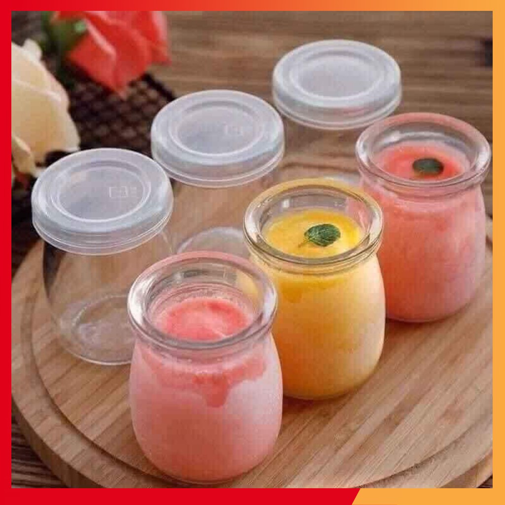 Sét 12 hũ thuỷ tinh làm sữa chua , đựng gia vị có nắp đậy vệ sinh, đồ dugf trong nhà bếp