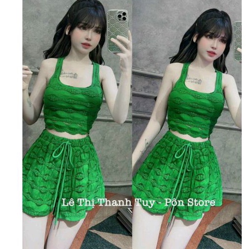 Sét bộ áo 3 lỗ quần đùi dập ren nổi hàng QC cao cấp