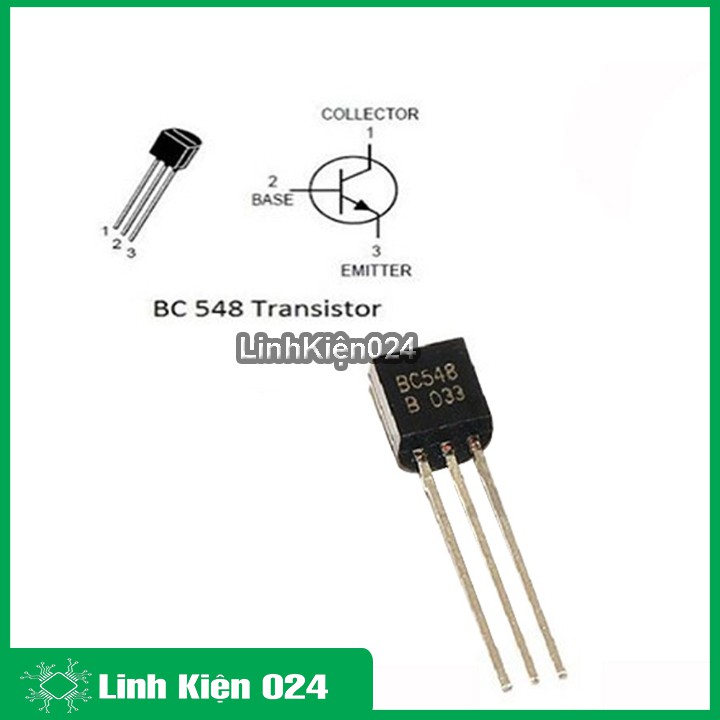 Transistor nghịch BC548 TO-92 chân NPN dòng 0,1A điện áp 30V