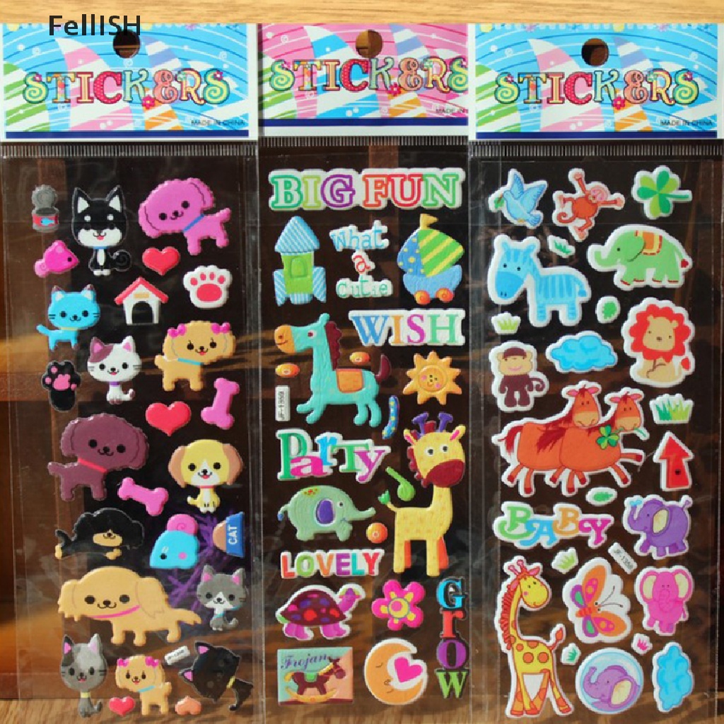 Set 10 Tấm Sticker Hoạt Hình 3D Trang Trí Sổ Tay Cho Bé Trai # 439br