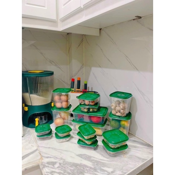 Bộ hộp đựng thực phẩm 17 món - Set 17 hộp nhựa tủ lạnh cao cấp bảo quản đồ ăn -giatottaikho
