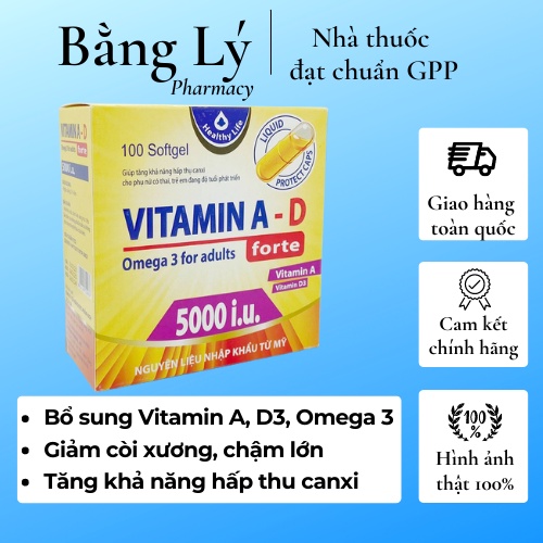Viên uống Vitamin A-D Omega3 Forte - giảm khô mắt, mỏi mắt, còi xương, giúp làm đẹp da
