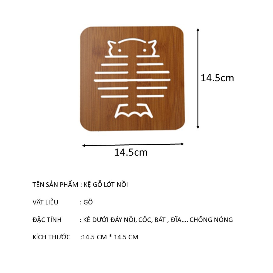 Miếng lót nồi cốc bằng gỗ cách nhiệt hình cute đa năng tiện dụng