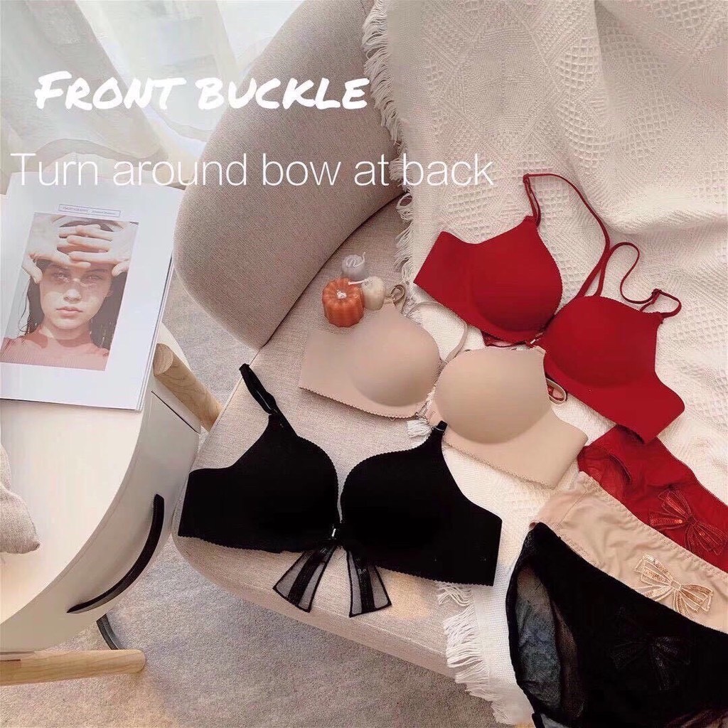 Áo Lót Su Non Không Gọng Cài Trước Phối Nơ Xinh Sau Lưng- Áo ngực cài trước, nơ lưng nâng đẩy | BigBuy360 - bigbuy360.vn