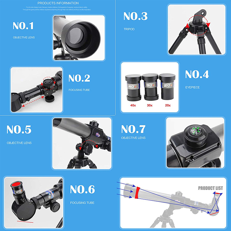 Kính Thiên Văn 60mm Kèm Giá Đỡ Và Kính Viễn Vọng Cho Người Mới Bắt Đầu 20x / 30x / 40x