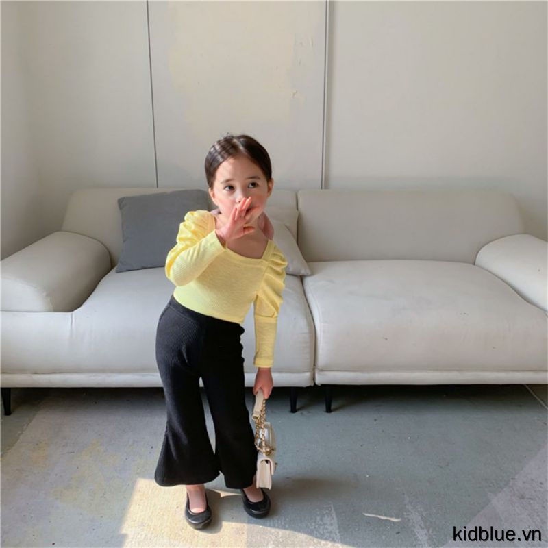 Áo Thun Dáng Ôm Co Giãn Màu Sắc Đơn Giản Dành Cho Bé Gái