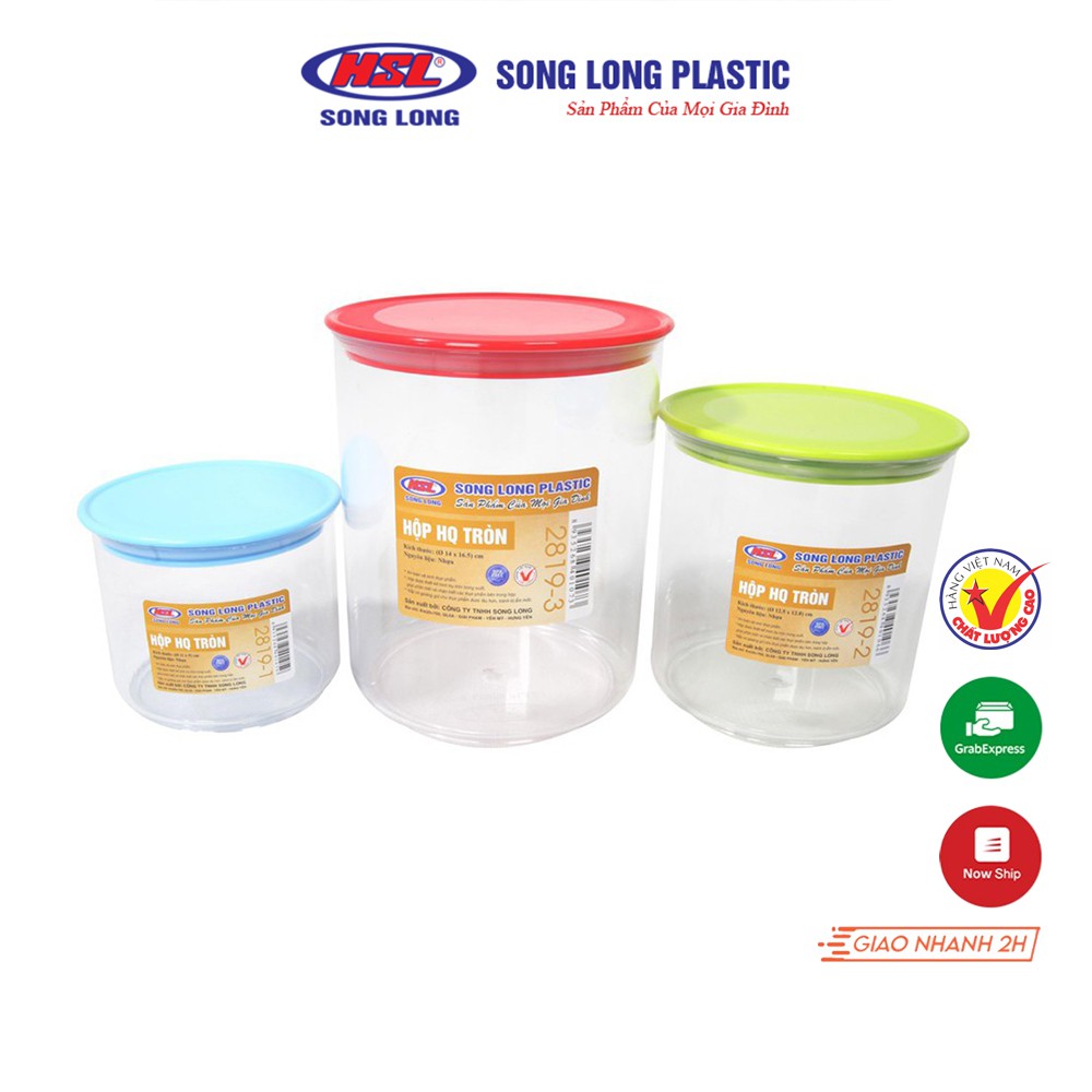 Bộ 3 hộp bảo quản thực phẩm nhựa có nắp Song Long Plastic 2819 cao cấp