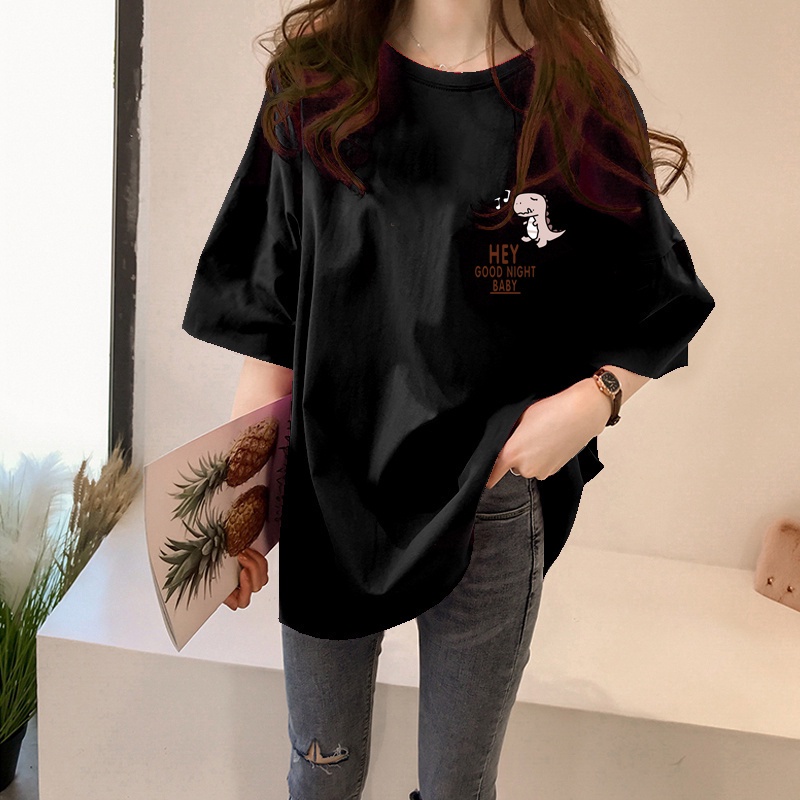 NRVP Áo thun nữ cổ tròn tay ngắn phong cách Hàn Quốc thời trang có size lớn 5XL