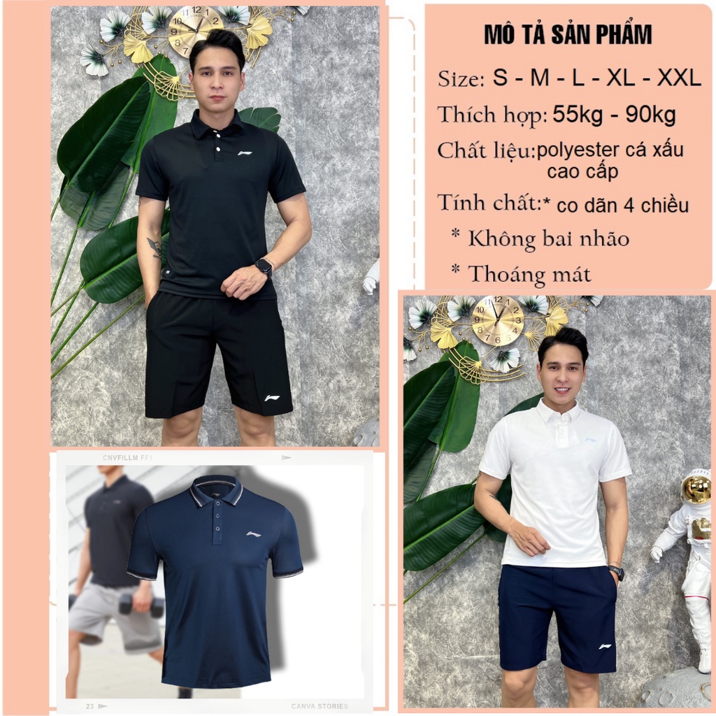 Áo cộc tay lining chính hãng , ao thun polo nam cao cấp thoáng mát lịch sự sang trọng