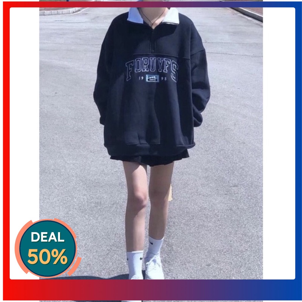 Áo Sweater Form Rộng Unisex Tay Bồng Nam Nữ FOR Strada 2020Green, Áo Hoodie Chất Nỉ Dày dặn