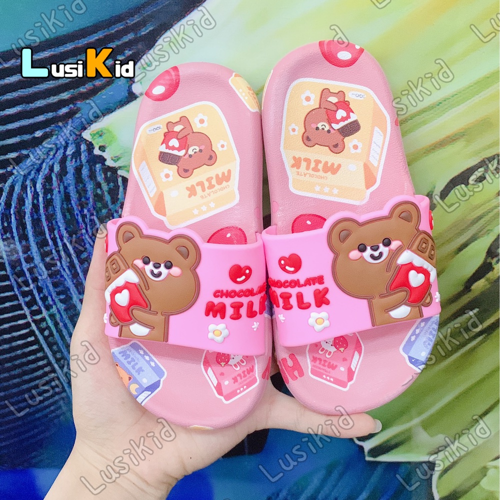 Dép Cao Su Quai Ngang Hình Gấu Siu Cute Dành Cho bé Trai Gái 4 màu full size 26-30 Mã LS7543